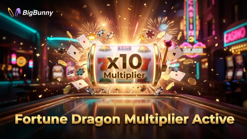 The Fortune Dragon multiplier reel activates randomly on winning spins.