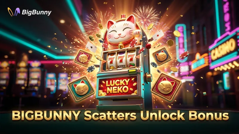The Lucky Neko scatter symbols are key to unlocking the BIGBUNNY free spins bonus.